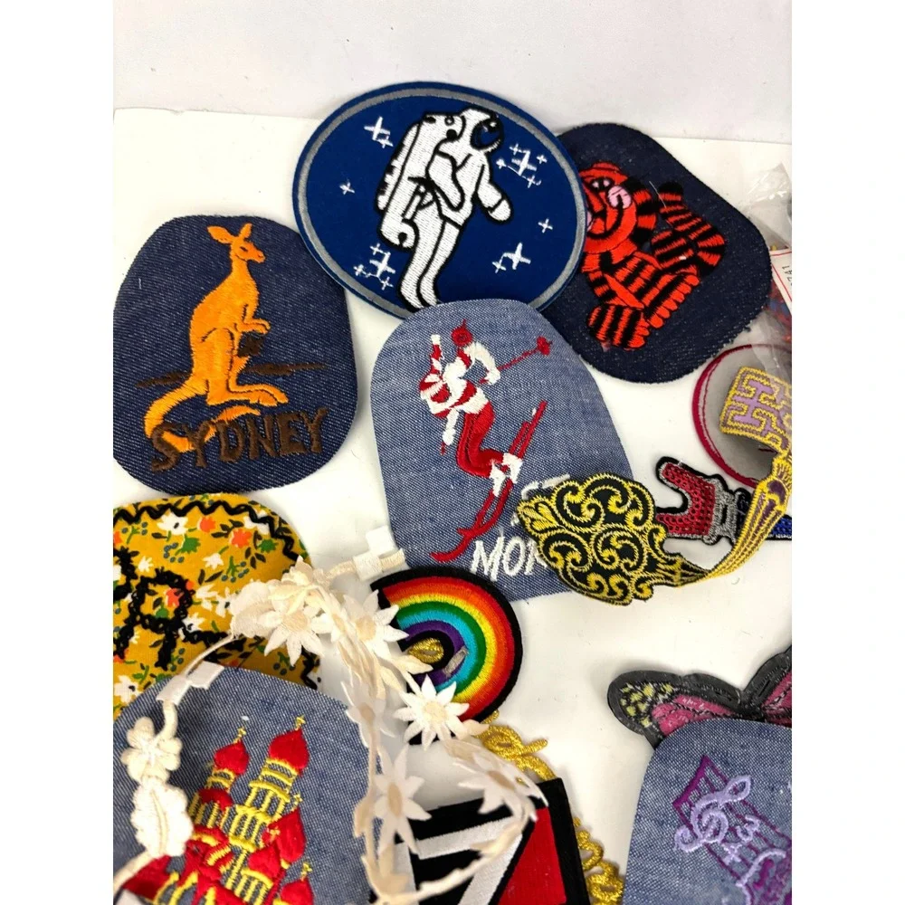 150 Assorted Applique Patches Iron-On or Sew-On Mixed Sequin Craft Lot New‎